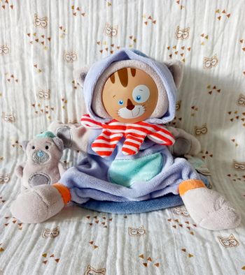 Doudou et compagnie Bouille chat tigre marionnette