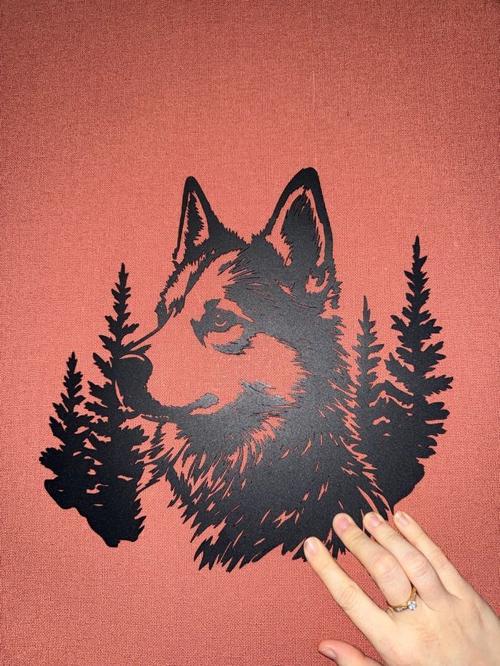 Décoration murale en métal loup