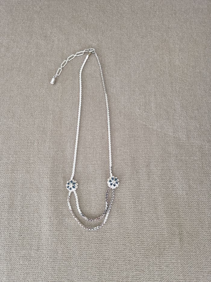 Collier argenté avec pierres couleur saphir - photo numéro 6