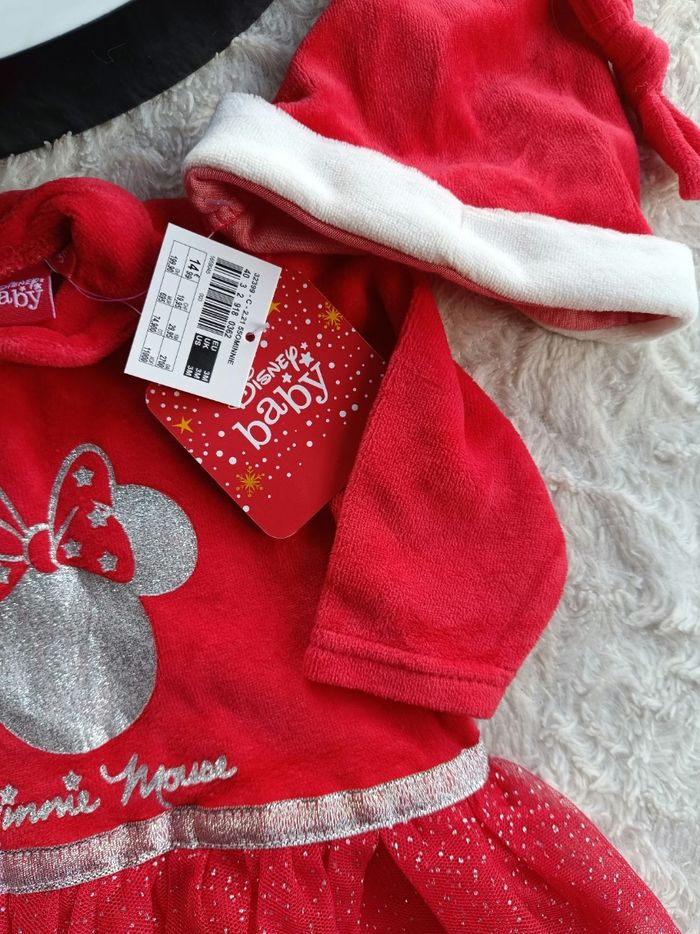 Ensemble Noël (pyjama+bonnet) Minnie mère père Noël Fille 3 mois paillettes tulle Disney Baby - photo numéro 4