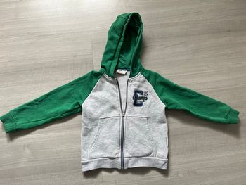 Sweat été zippé à capuche gris/vert Campus 4A