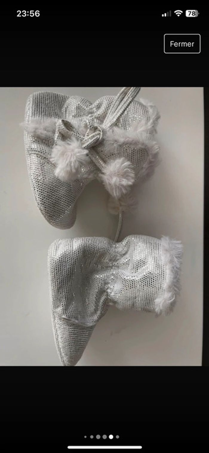 Chausson bébé fille blanc argenté - photo numéro 8