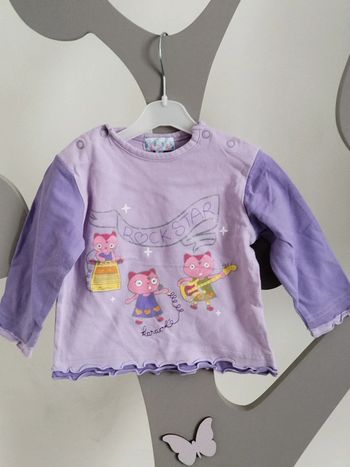 Tee-shirt manches longues Lila et violet Babibou taille 6 mois