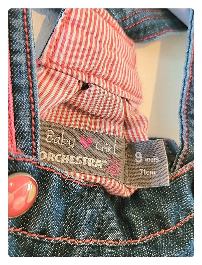 Salopette short en jeans orchestra Taille 9 mois - photo numéro 3