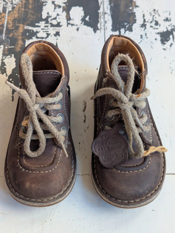 Chaussures montantes en cuir marron Kickers – Taille 25 - photo numéro 4