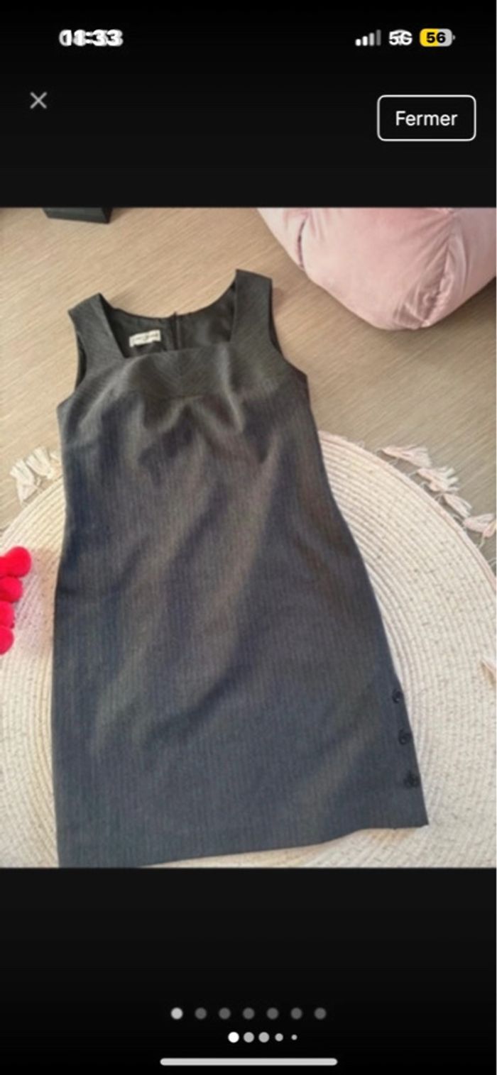 Robe Georges Franck grise rayé assez chic taille 42 - photo numéro 3