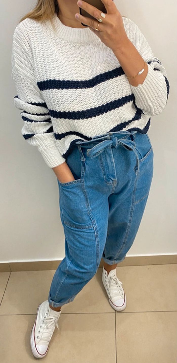 Superbe Pull Ample Bicolore Taille L - photo numéro 5