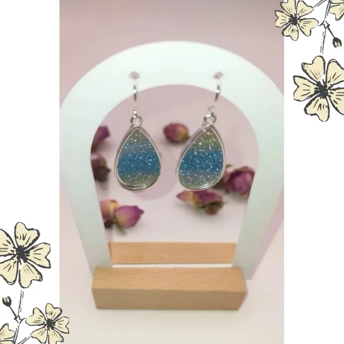 Boucles d' oreilles bleues - photo numéro 4