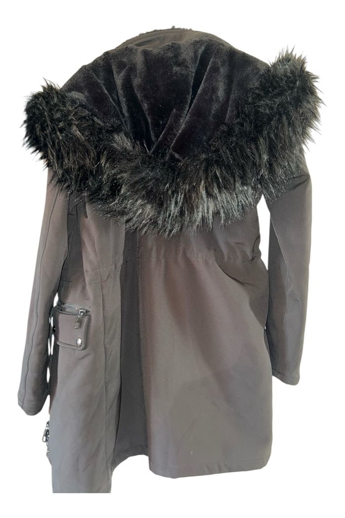 Parka noire longue avec capuche fourrée BREAL – Taille M - photo numéro 4