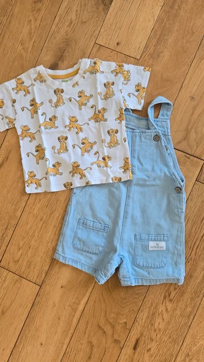 Ensemble T-shirt salopette garçon Disney - 12 mois - photo numéro 2