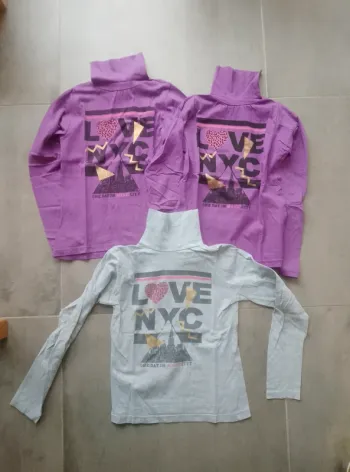 Lot de 3 t-shirts manches longues à col roulé - Fille 12 ans