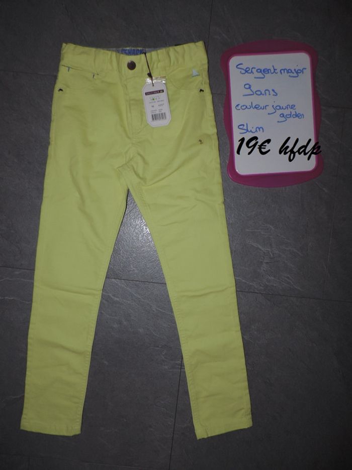jeans sergent major slim couleur jaune golden taille 9 ans
