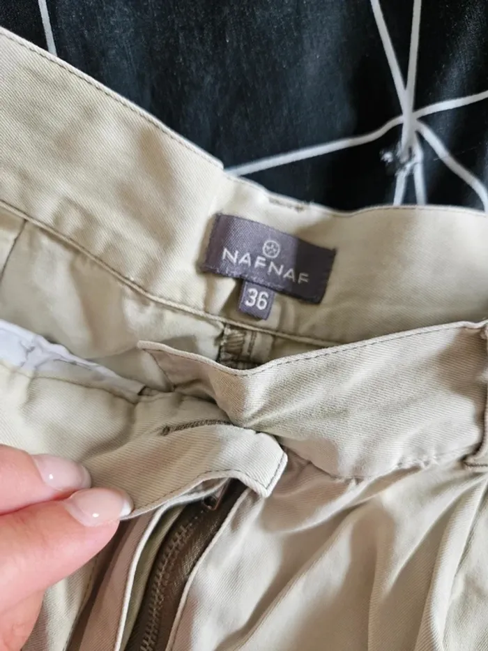 Short beige taille haute vintage Naf Naf taille 36 / S - photo numéro 4