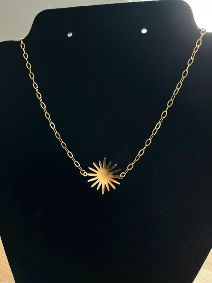 Collier chaîne acier inoxydable soleil