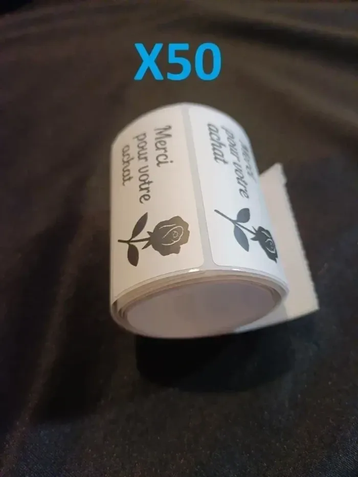 Lot de 50 étiquettes adhésives “Merci pour votre achat” avec motif rose - photo numéro 3