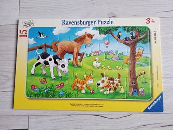 Jeu jouet puzzle à encastrer Ravensburger 15 pièces champ cheval vache chien chat Neuf