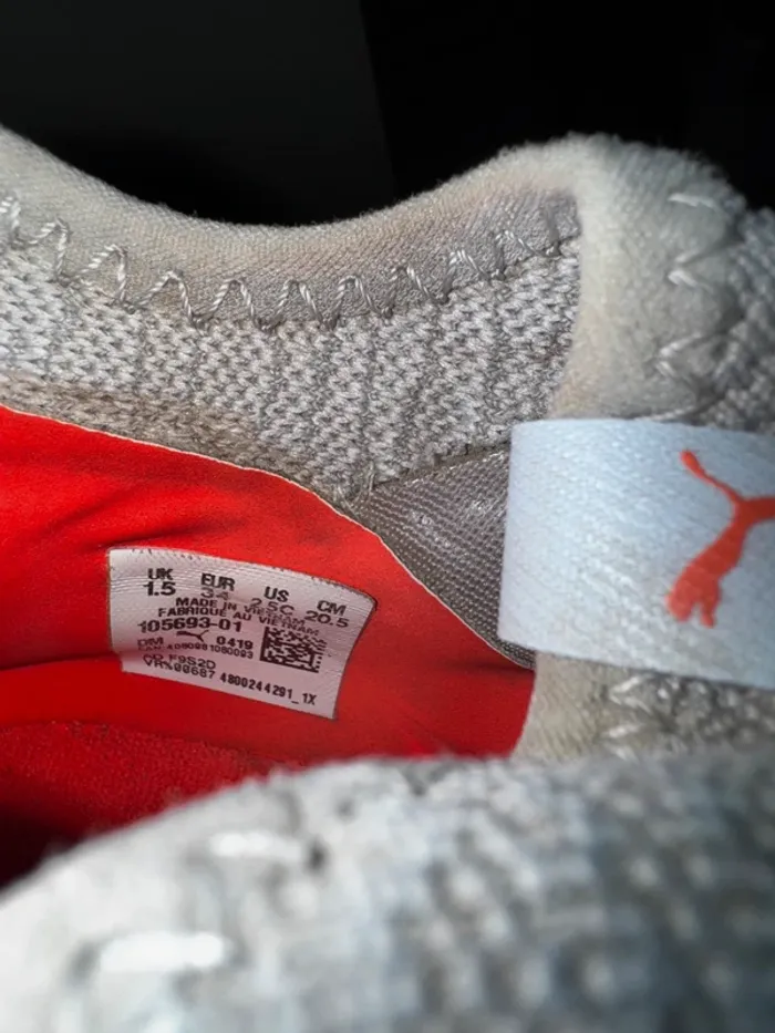 Chaussures de foot à crampons moulés - Puma - Net-Fit / Future - Gris & Orange - 34 - Bon état - photo numéro 6