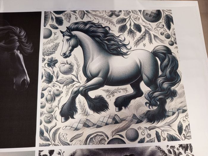 6 panneaux tissu coton 45x45cm motifs Chevaux - photo numéro 5