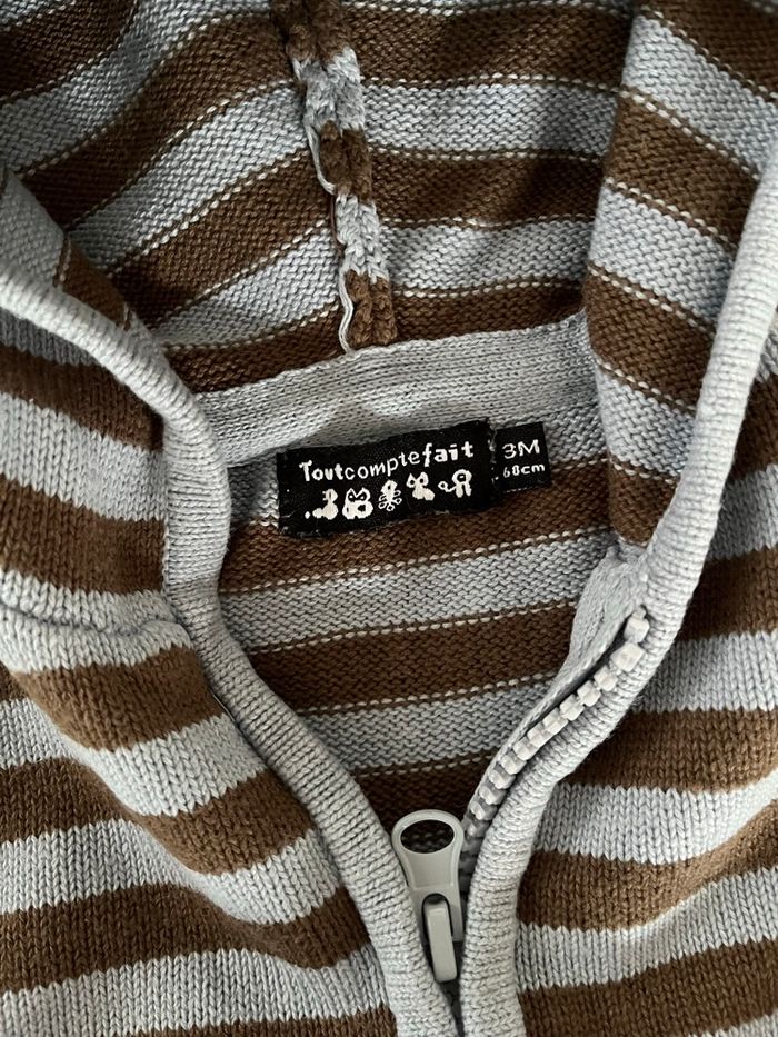 Gilet à capuche zippée 3mois - photo numéro 2