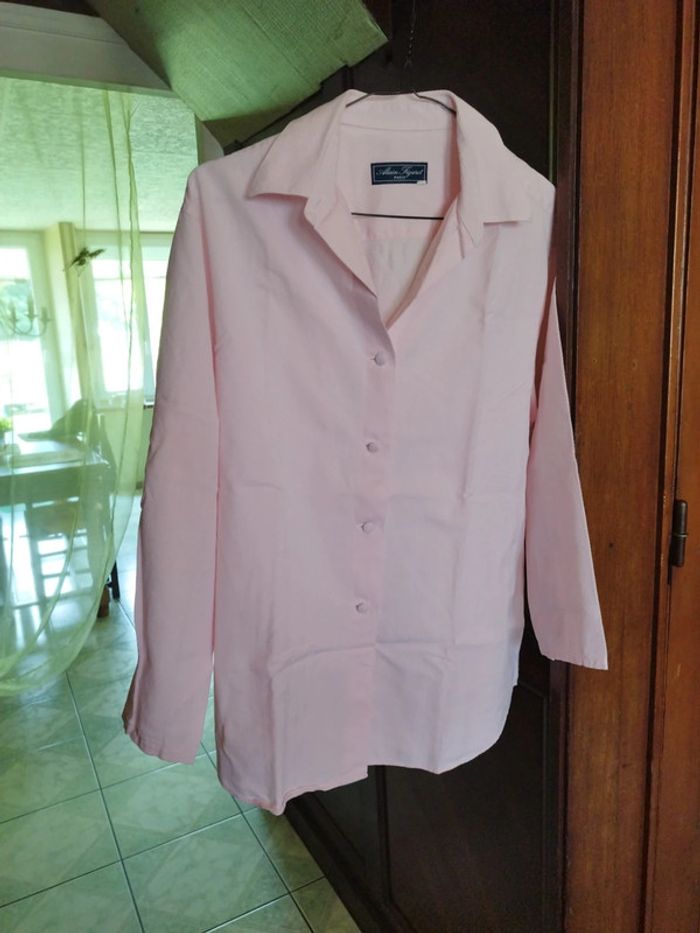 Chemise rose pâle rayures vintage XL/42 y2k