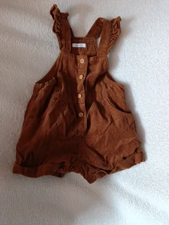 Salopette short velours, bout'chou 6 mois