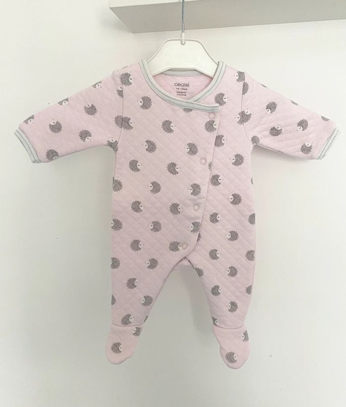 Pyjama grenouillère petits hérissons 1 mois 53cm OBAIBI - photo numéro 3