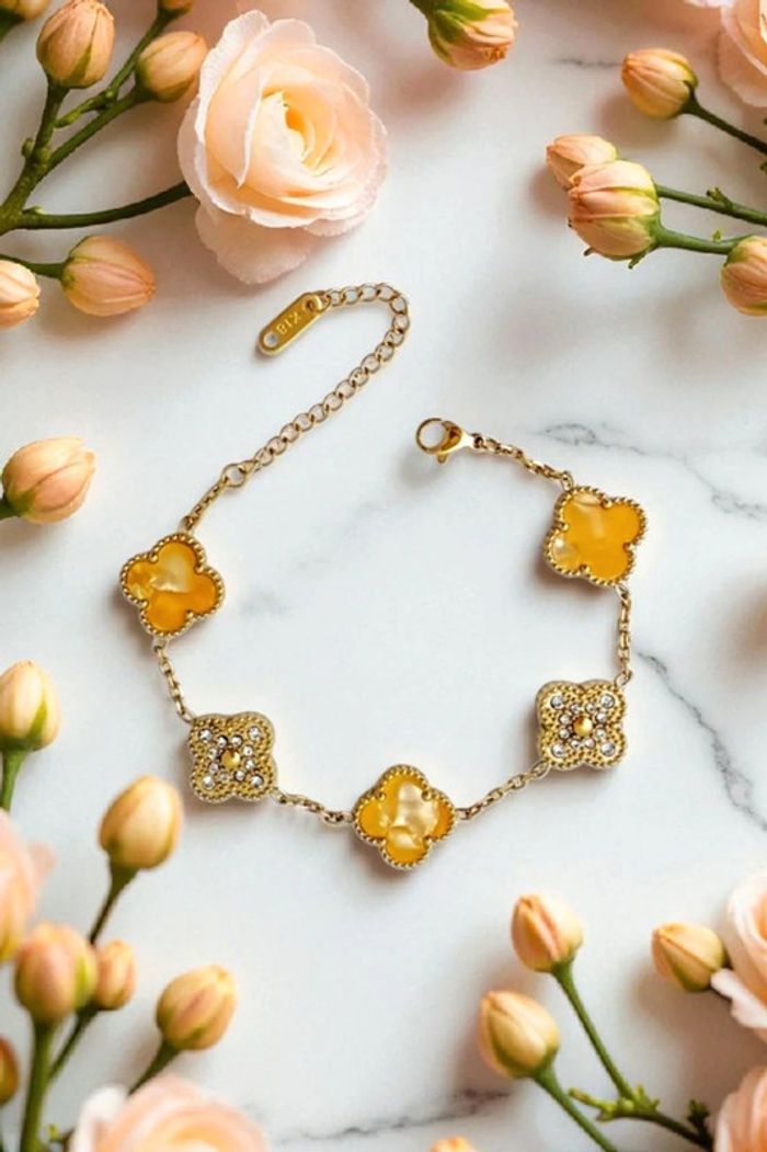 Lot de 5 bracelets en acier inoxydable 18K trèfle 1,2cm porte-bonheur 🍀 résistant à l'eau - photo numéro 4