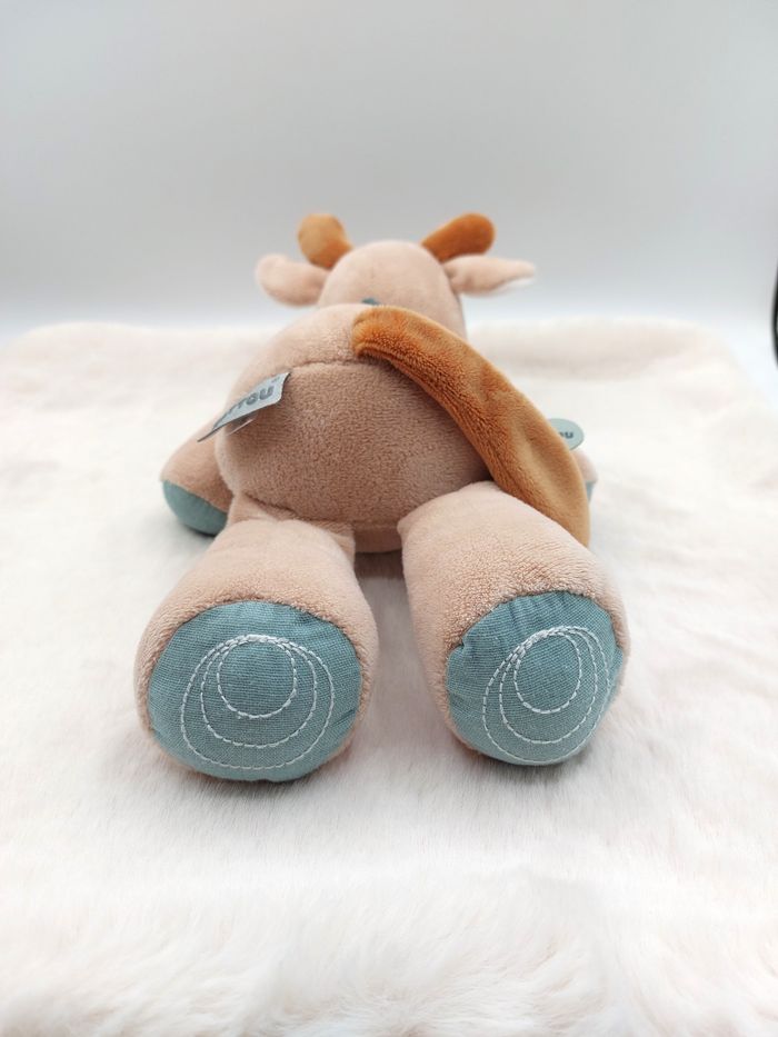 Peluche doudou NATTOU girafe Alex et Luna beige marron blanc vert bandana 30 cm - photo numéro 4