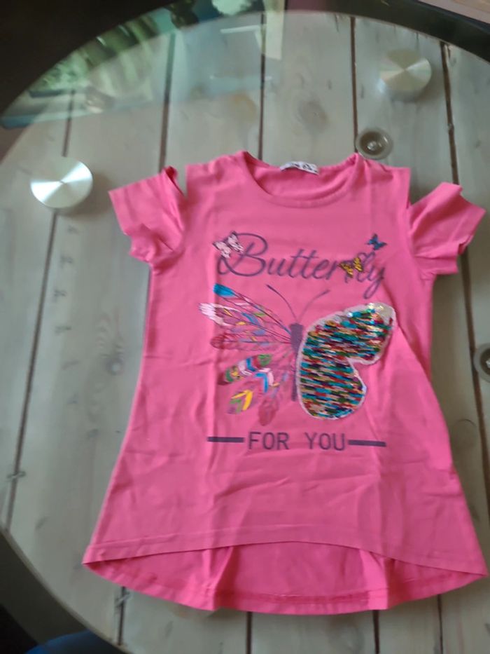 T-shirt sequin réversible
