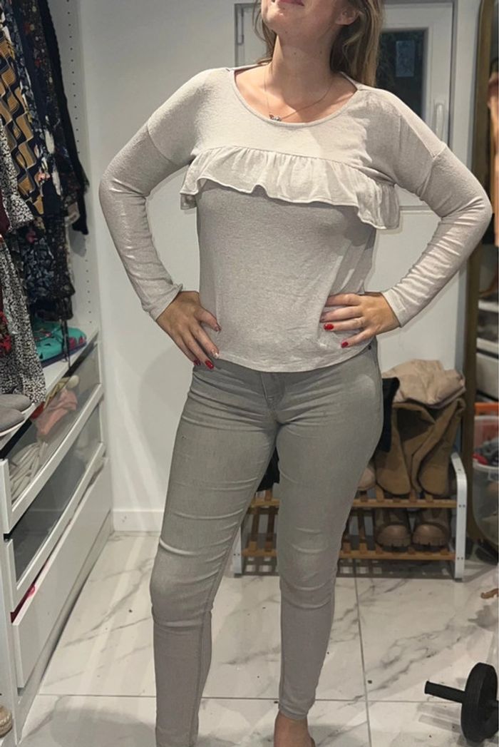 Pull fin beige taille S M 36 38 femme camaïeu