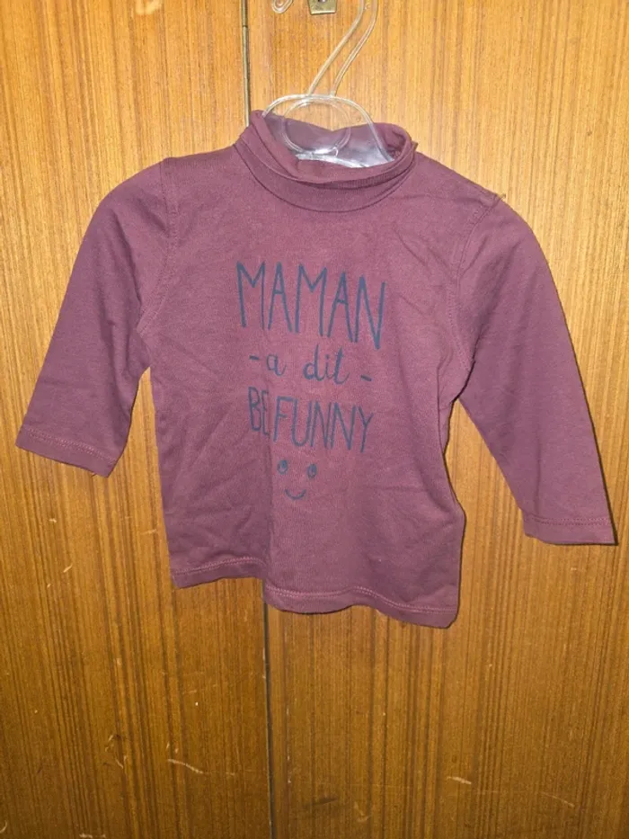Haut bébé manches longues bordeaux “Maman a dit be funny”