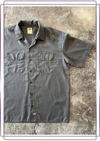 Chemise grise manches courtes été homme Dickies taille XL Men shirt Herrenhemd Camicia uomo