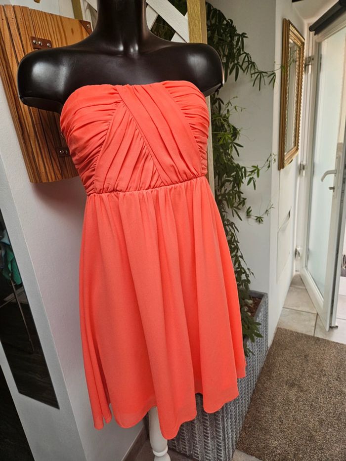 Vila robe bustier orange corail taille M