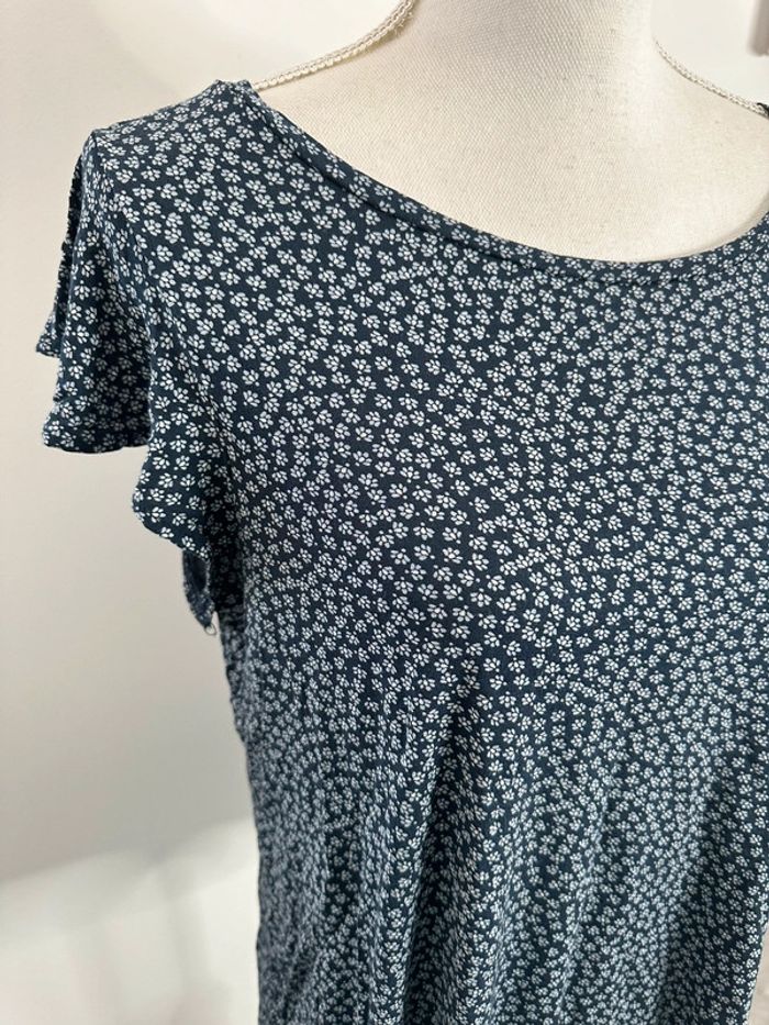 Blouse à fleurs marguerites bleue marine et blanche H&M T40 L - photo numéro 2