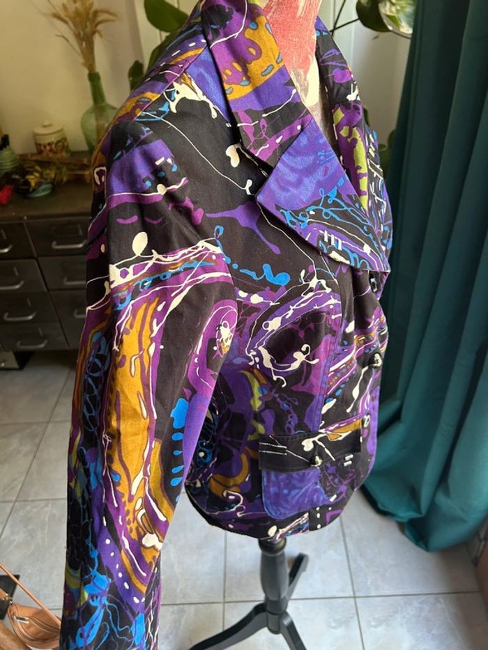 Veste blazer coloré - violet en coton taille 36 - style desigual - photo numéro 5
