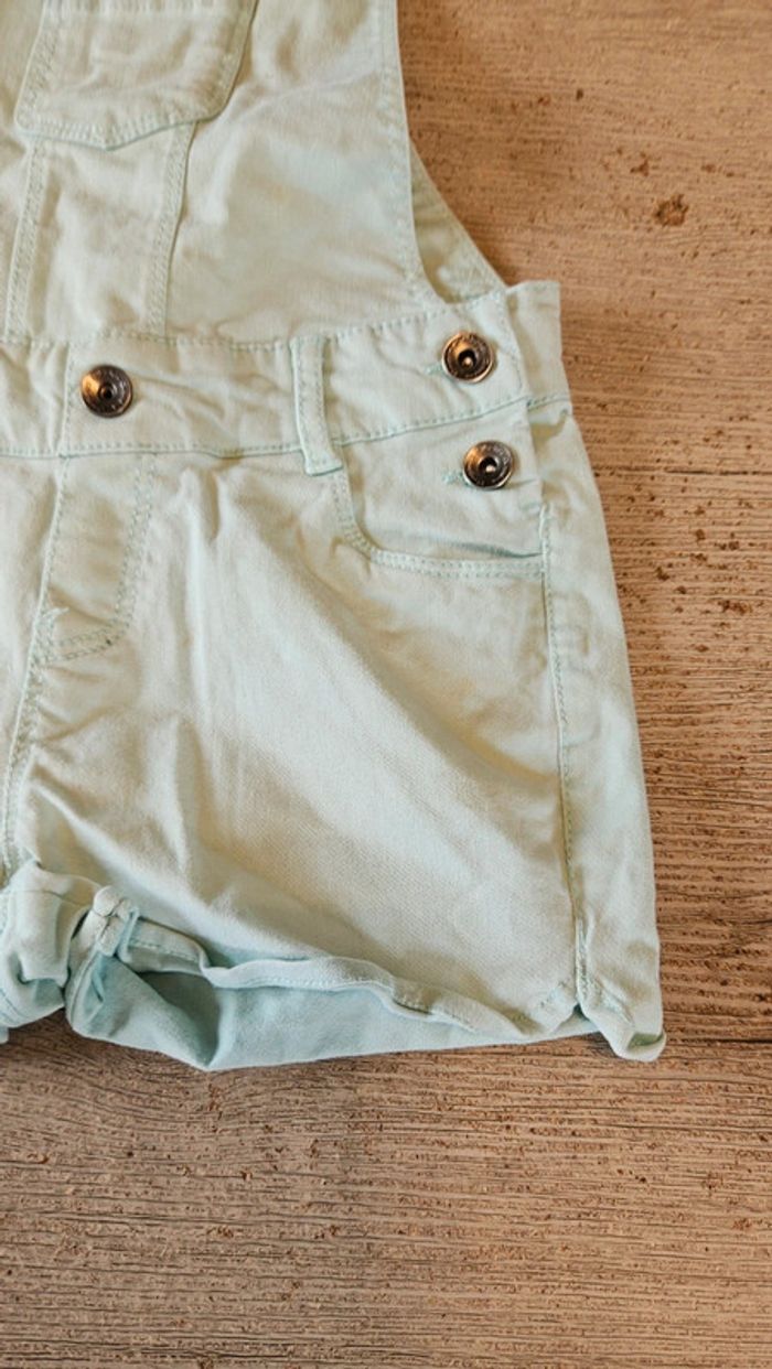 Adorable salopette short turquoise clair à bretelles, Okaîdi, 8 ans, neuf - photo numéro 4