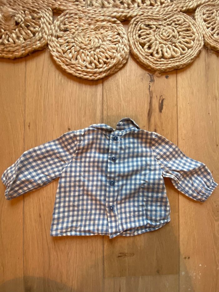 Blouse vichy bleu et blanc 3 mois Zara - photo numéro 2