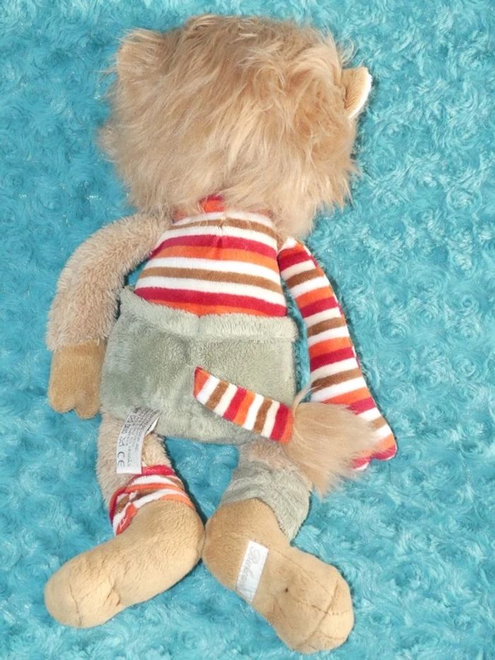 Doudou lion marron clair vert Bukowski 39 cm , tbe - photo numéro 3