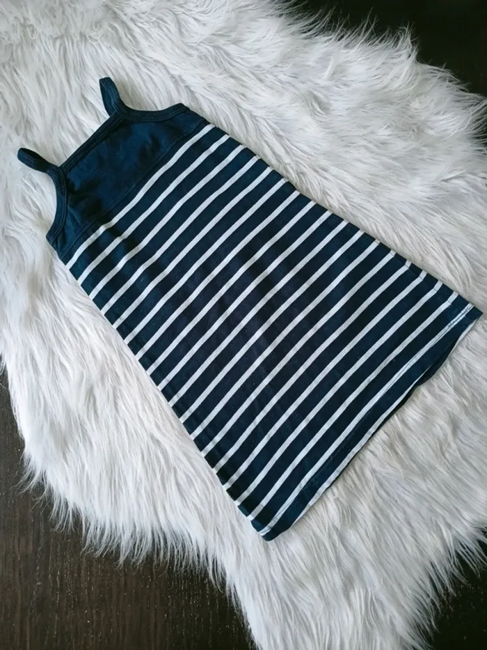 Robe débardeur marinière marine et blanc 3 ans - photo numéro 3