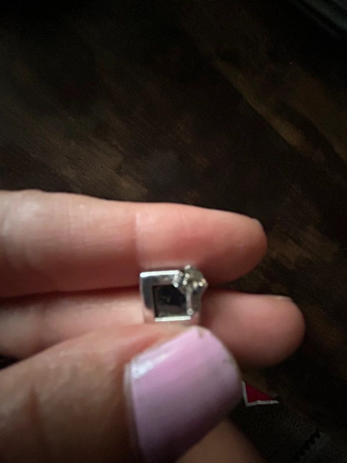 Boucles d oreilles losange noires en argent - photo numéro 2