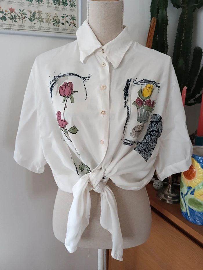 Chemise vintage longue
100 % viscose,
Imprimé style tableau fleuri, - photo numéro 5
