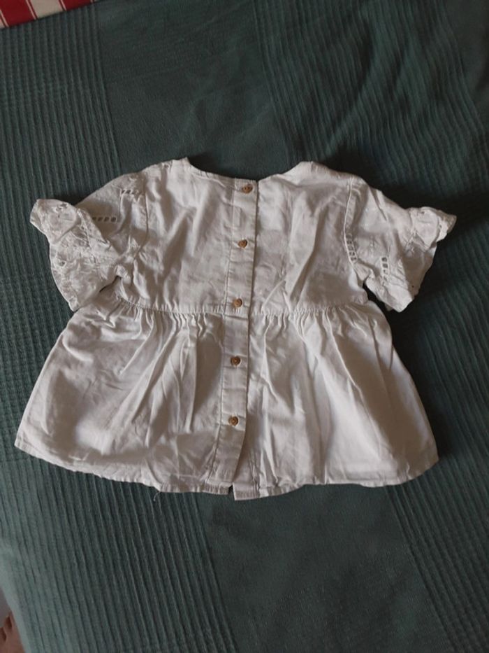 Chemise manches courtes brodé blanc coton été T. 2-3 ans (98cm) - photo numéro 2