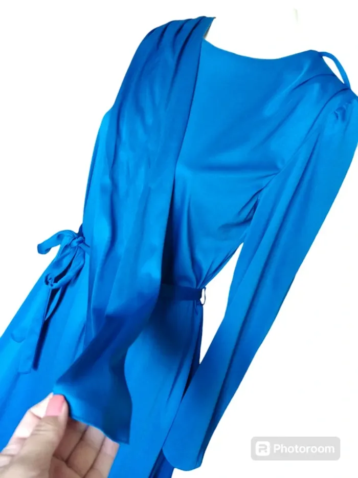Robe dress retro vintage fête Noël nouvel an bleu - photo numéro 3