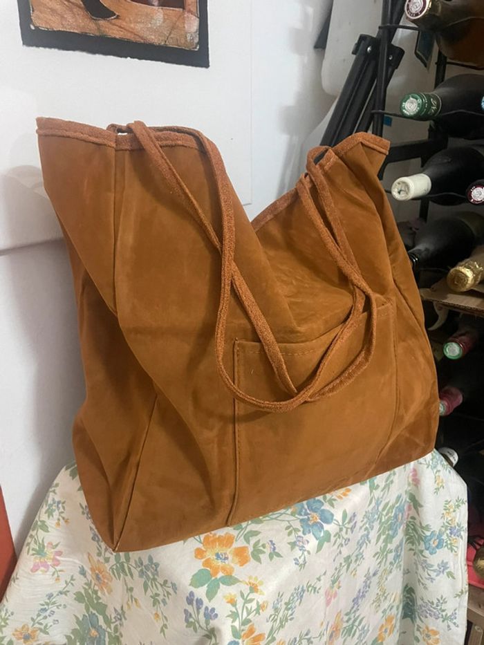 Sac à Épaule en Daim Synthétique marron clair, sac à Epaule - photo numéro 7
