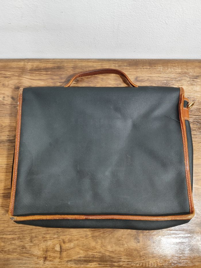 Malette porte document Longchamp vintage en cuir noir et marron - photo numéro 4