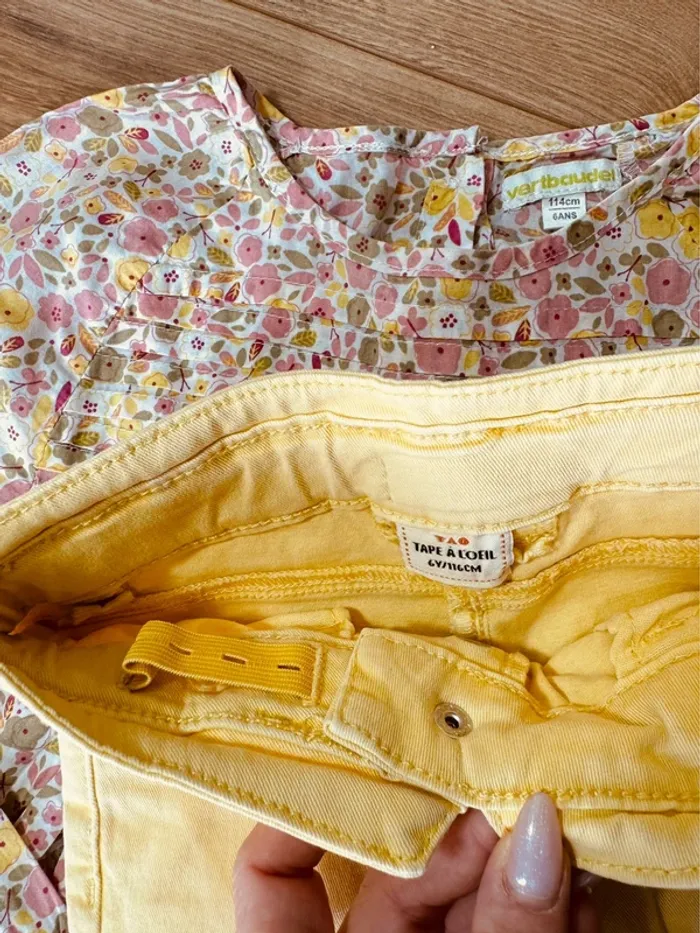 Taille 6 ans tenue 3 pièces fille Multimarque rose jaune * fleurs * 💐 - photo numéro 8