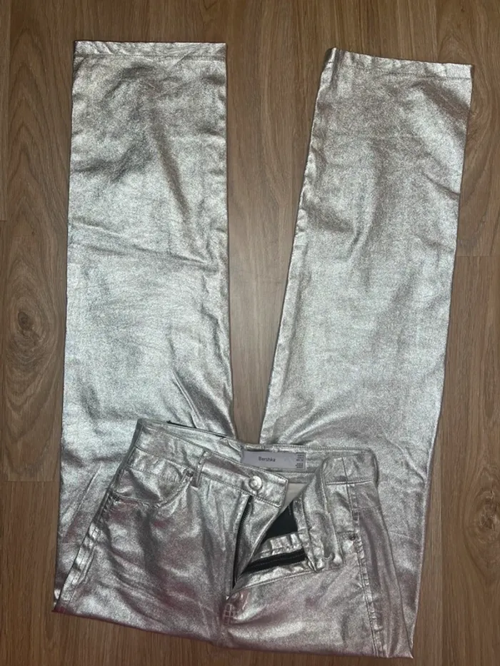 pantalon droit argenté