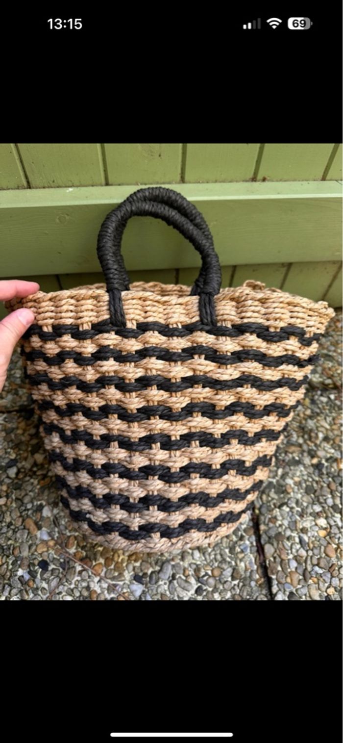 Panier noir et osier - photo numéro 2