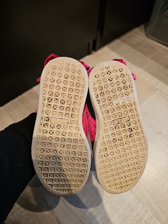 🎀 baskets puma suede bow noir rose satin femme taille 30 sneakers fille tendance confortable 🎀 - photo numéro 5