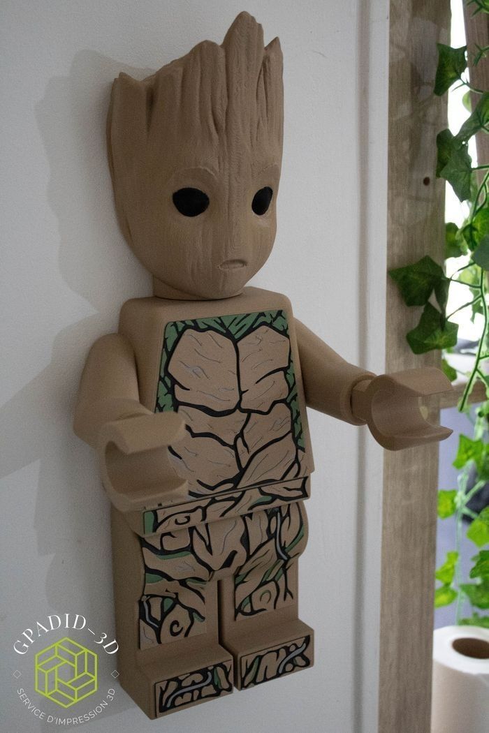 Dévidoir de papier toilette ou simple décoration murale dans un style Lego Groot - photo numéro 2